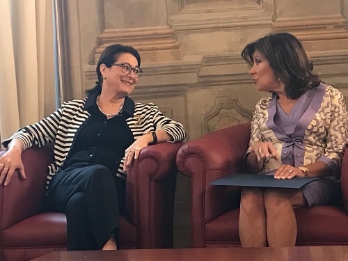 הנשיאה חיות ונשיאת הסנאט האיטלקי מריה קסלטי