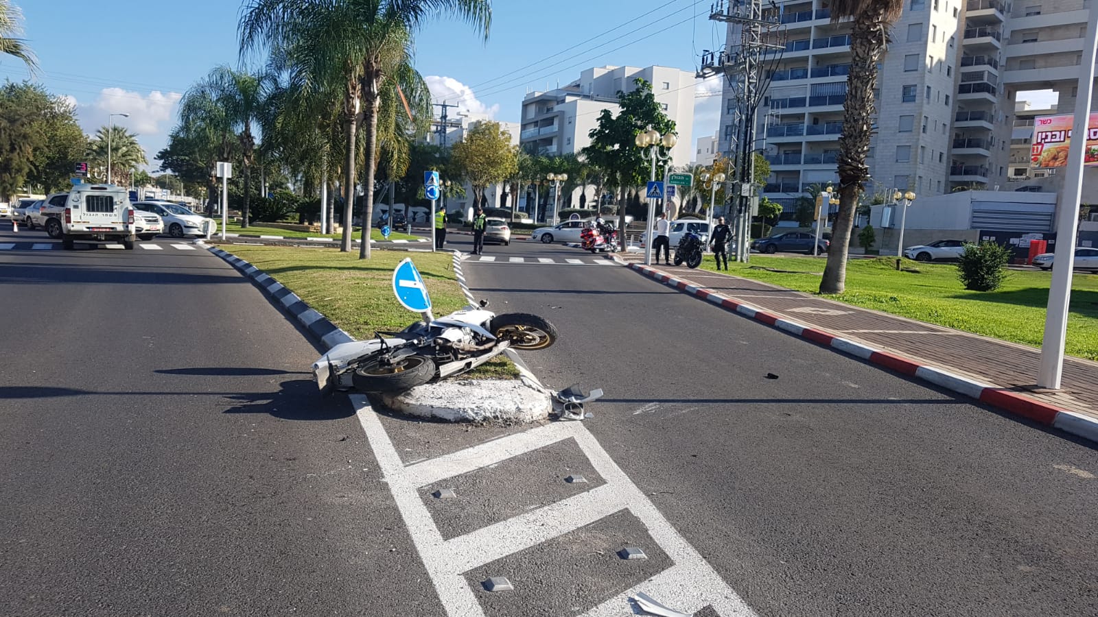 זירת התאונה בנהריה (צילום: משטרה)