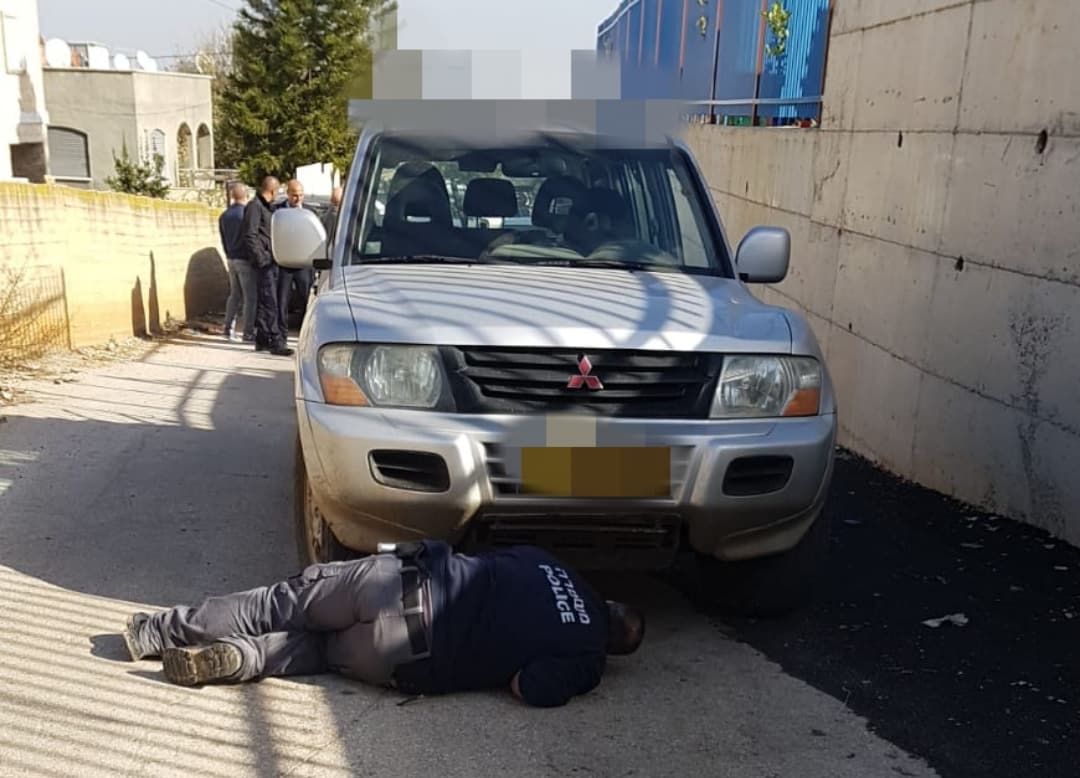 הג'יפ שפגע בפעוט (צילום: דוברות המשטרה)