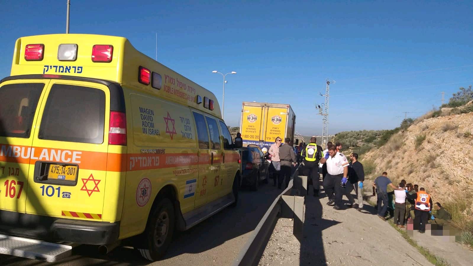 זירת התאונה (צילום: יוחאי עצמון דוברות מד"א)