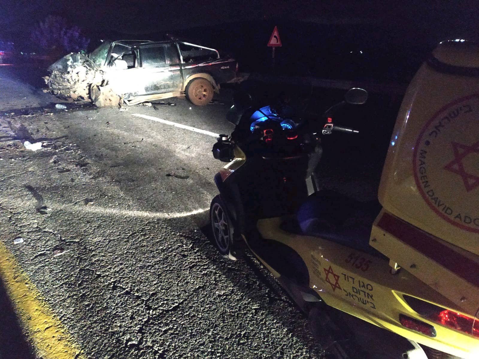 זירת התאונה (צילום: תיעוד מבצעי מד"א)