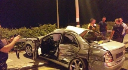 הרכב שנפגע לאחר התאונה