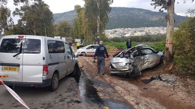 זירת התאונה (צילום: דוברות המשטרה)