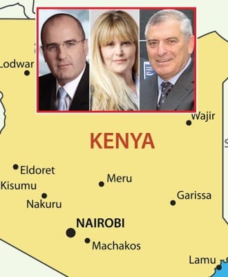 בכירי "שיכון ובינוי" על רקע מפת קניה