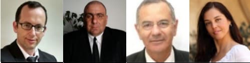 אין הלבנת הון, אין רכוש אסור. מימין: עורכי הדין ליה פלוס, דוד יפתח, דוד פאל ואיתן פינקלשטיין