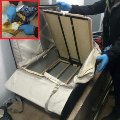 המזוודה של הבלדר הפיני לאחר תפיסתה בנתב"ג