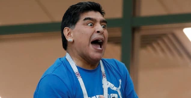 מראדונה ביציעי רוסיה 2018. צילום משידורי כאן 11 