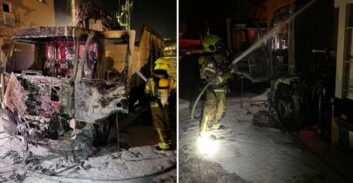 חשד לפרוטקשן בצפון: שתי משאיות לפינוי אשפה נשרפו הלילה בצפת