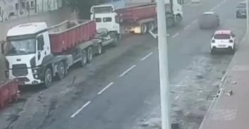 צפו: גניבת שתי המשאיות מחניון חברת הלוגיסטיקה באשדוד