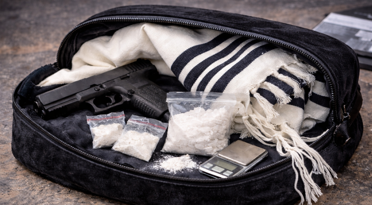 צילום אילוסטרציה (AI) טלית סמים אקדח 