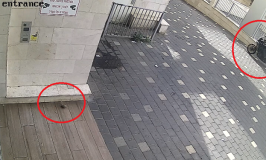 תיעוד: רוכב אופנוע זרק רימון רסס שהתפוצץ בפתח בניין מגורים