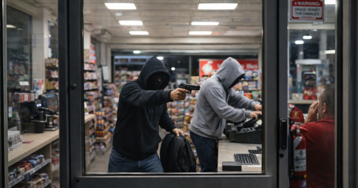 שוד מזוין חנות נוחות תחנת דלק