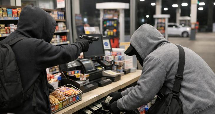 שוד חנות נוחות תחנת דלק AI