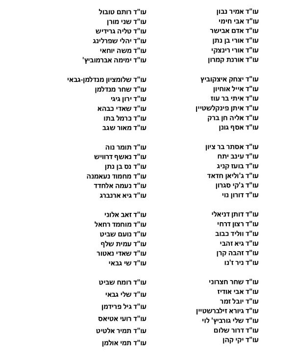 61 עורכי דין נגד שב"ס סניגורים
