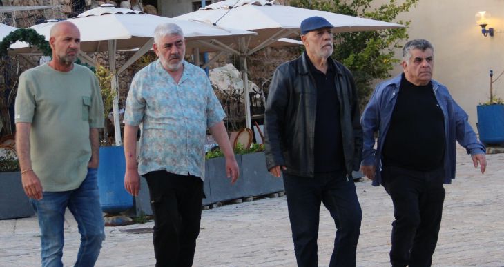 יגאל עדיקא, אורי גבריאל, גבי דם ומוטי בן ישי. (צילום אורי לזר באדיבות יונייטד קינג)